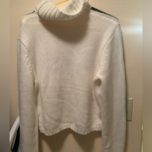 NWT Ellsworth & Ivey LYC White Cropped Sweater with Red and Green Stripes - Picture 5 of 6